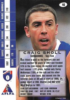 1998 Select AFL Signature Series #46 Craig Sholl Back